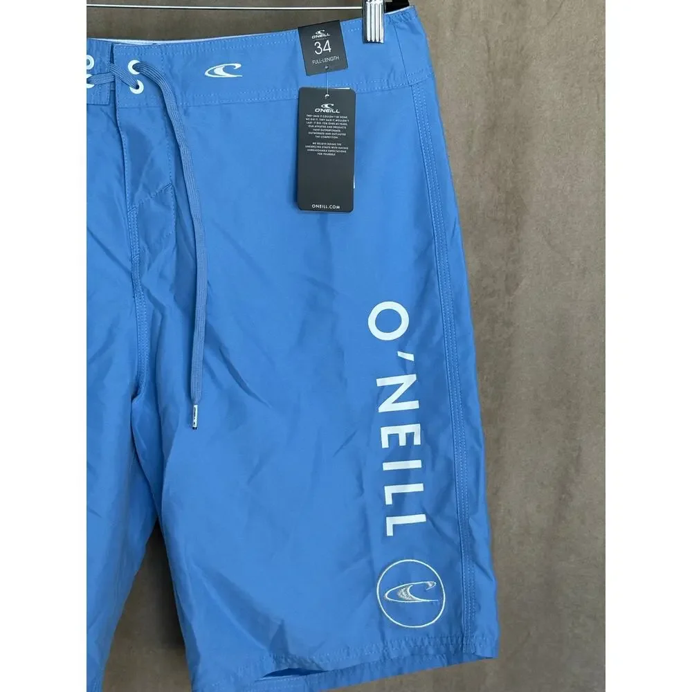 O’Neill Blue Santa Cruz Solid 20” Swim Trunks Shorts Boardshorts 34 NWT
